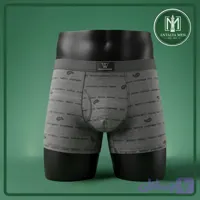 شورت جعبه‌ای مردانه ویزیج طوسی تایپوگرافی