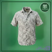 پیراهن باکسی گلدار مردانه مدل برگ طوسی دودی (وارداتی)