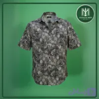 پیراهن باکسی گلدار مردانه مدل برگ طوسی تیره (وارداتی)