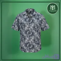 پیراهن باکسی گلدار مردانه مدل برگ سرمه‌ای (وارداتی)