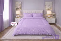 سرویس خواب دو نفره پاپیونی چین‌دار پینترستی با پارچه میکرو تنسل گیاهی ترک
