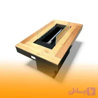 آتشدان گازی فضای باز ۷۰×۱۲۰ با صفحه ترمووود | برنر ۶۰ سانتی‌متری و پایه قابل تنظیم