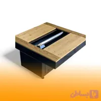 آتشدان گازی فضای باز ۸۰×۸۰ با صفحه چوب ترمو | شعله خطی ۶۰ سانتی‌متری و پایه قابل تنظیم