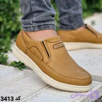 بی نظیر کفش مجلسی و طبی مردانه بادوام و راحت رنگ خردلی کد 3413 کلاسیک