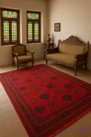 فرش گبه زمینه لاکی قجری سنتی کد طرح 4105