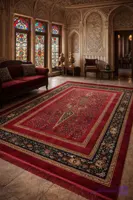 گبه ماشینی کاشان زمینه لاکی طرح درخت کد 4120
