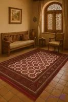 فرش طرح ترکمن زمینه زرشکی کد طرح 4102