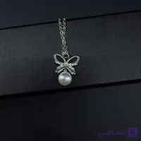 پلاک پروانه مرواریدی نقره ای