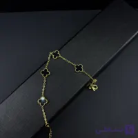 دستبند ونکلیف طلایی مشکی گل ریز