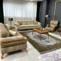 مبل راحتی تخت خوابشو ست 8 نفره مدل لورنت با رو کش پارچه و دارای 4 عدد کوسن