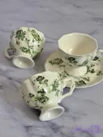 چایخوری مدل فرانسوی قلم سبز(یک عدد فنجان و نعلبکی)