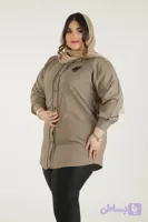 شومیز مانتویی زنانه قواره دار سایز بزرگ قد ۹۰
