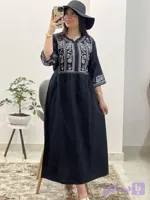 پیراهن لینن چاپی قواره دار