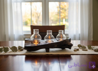 شمعدان کنده چوب ۳ حباب