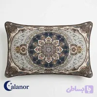 روبالشتی عروس جفتی مخمل کرم طرح ترمه + جفتی