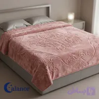 پتو گلبافت دو نفره صورتی گل برجسته