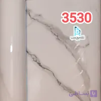 برچسب کابینت طرح سنگ هایگلاس کد 3530 سفید رگه دار مشکی