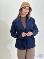 ترنچ کت زنانه هومانی یقه انگلیسی با جنس مخمل کبریتی فری سایز
