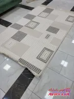 فرش فانتزی کرم طوسی بافت لوپ