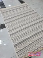 فرش طرح مراکشی کرم طوسی بافت لوپ