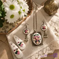 نیم ست گلدوزی گلهای بهاری