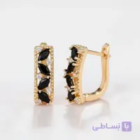 گوشواره طلایی با نگین عقیق سیاه