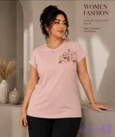 تیشرت زنانه آستین افتاده گلدوزی از سایز 38 تا 44
