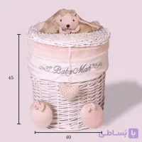 سبد استوانه سایز بزرگ خرگوش رنگ کرم