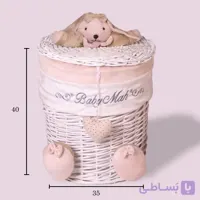 سبد استوانه متوسط خرگوش رنگ کرم