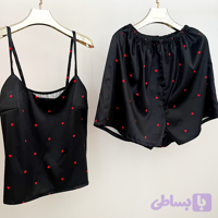 ست تاپ و شلوارک ساتن طرح قلب