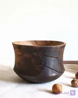 کاسه چوبی گردو مدل روستیک قطر۲۰