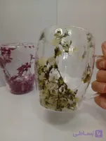 لیوان دو جداره با گل خشک شده طبیعی