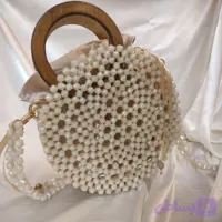 کیف گردژیپس زنانه مروارید بافی