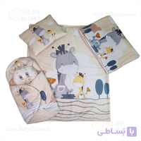 سرویس خواب 5 تیکه مخمل چاپی زرافه شکمو
