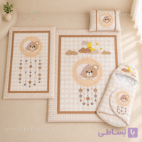 سرویس خواب ۴ تیکه مخمل نوزادی مدل خرس و ماه