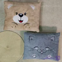 بالش خزدار گلدوزی حیوانات