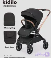 کالسکه کیدیلو مدل D900 چرخشی دسته دوطرفه ۴ چرخ۳۶۰-رنگ مشکی