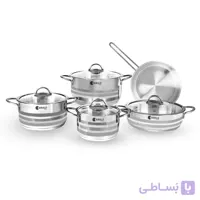 سرویس قابلمه ریوالد ۹ پارچه استیل خط دار
