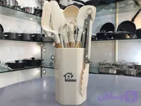 خريد قسطی سرویس کفگیر ملاقه سیلیکونی کرمی ۱۱ پارچه KITCHENWARE SET