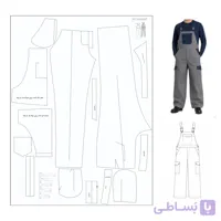 الگو خیاطی لباس کار مردانه مدل سرهمی پیشبندی