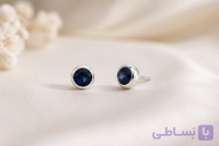 گوشواره میخی نگین آبی تیره