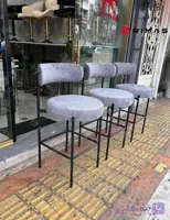 صندلی کانتر ثابت مدل کوئین پارچه تدی