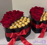 باکس قلبی گل وشکلات باگل رزطبیعی