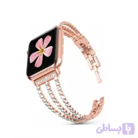 بند اپل واچ زنانه مدل 3Line‑Diamond | سایز 41 میلی‌متر | بند استیل نگین‌دار | سازگار با تمامی سری‌ها