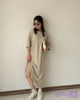 تیشرت پیراهنی کرم هیمه استایلیش