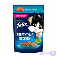 پوچ گربه فلیکس با طعم ماهی قزل آلا در ژله Felix Cat Pouch وزن 75 گرممحصول کشور روسیه