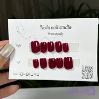 کاشت موقت ناخن (آماده ) رنگ زرشکی قد کوتاه