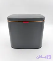 سطل کابینتی ۴ لیتری استیل رنگی با درب دوحالته طوسی