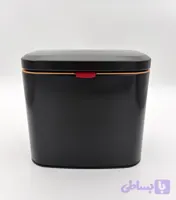 سطل کابینتی ۴ لیتری استیل رنگی با درب دوحالته مشکی