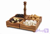 ‌ اردوخوری چوبی ۴ قسمتی دست‌ساز | ظرف سرو چوب گردو با پوشش روغن گیاهی خوراکی